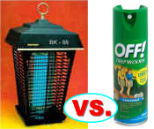 Bug zapper and bug spray