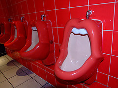 Urinal shaped like a mouth